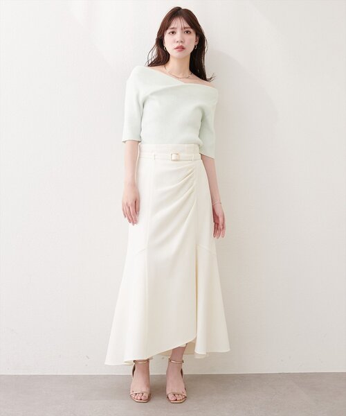 natural couture(ナチュラルクチュール)の「〈mizukoto〉ドレープデザインマーメイドスカート(スカート・レディース・ベージュ/オフホワイト/チャコールグレー・SMALL/FREE)」の21枚目の写真