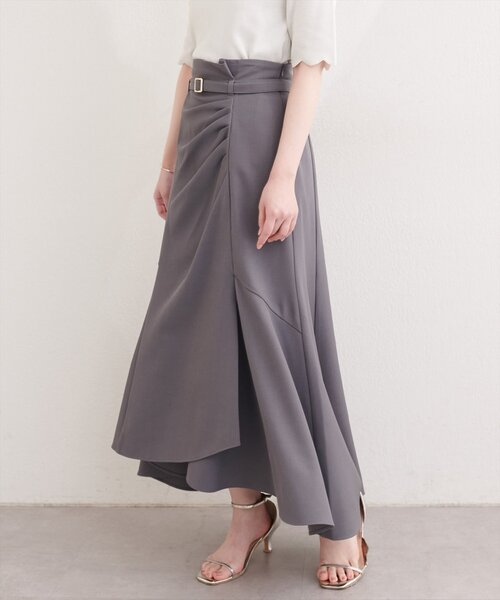 natural couture(ナチュラルクチュール)の「〈mizukoto〉ドレープデザインマーメイドスカート(スカート・レディース・ベージュ/オフホワイト/チャコールグレー・SMALL/FREE)」の6枚目の写真