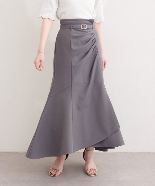 natural couture(ナチュラルクチュール)の「〈mizukoto〉ドレープデザインマーメイドスカート(スカート・レディース・ベージュ/オフホワイト/チャコールグレー・SMALL/FREE)」の7枚目の写真
