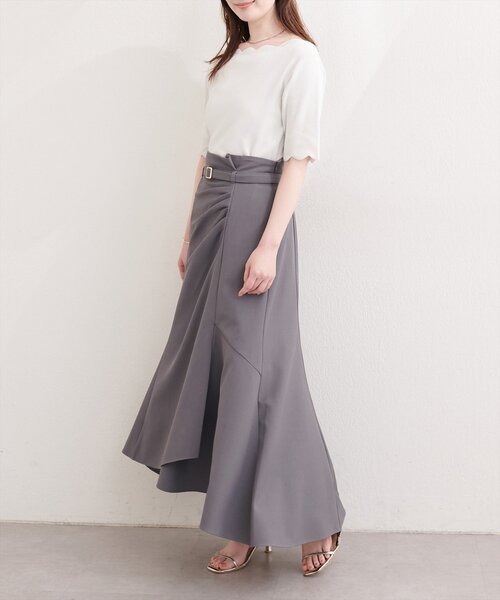 natural couture(ナチュラルクチュール)の「〈mizukoto〉ドレープデザインマーメイドスカート(スカート・レディース・ベージュ/オフホワイト/チャコールグレー・SMALL/FREE)」の9枚目の写真