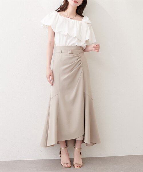 natural couture(ナチュラルクチュール)の「〈mizukoto〉ドレープデザインマーメイドスカート(スカート・レディース・ベージュ/オフホワイト/チャコールグレー・SMALL/FREE)」の16枚目の写真