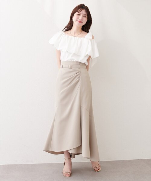 natural couture(ナチュラルクチュール)の「〈mizukoto〉ドレープデザインマーメイドスカート(スカート・レディース・ベージュ/オフホワイト/チャコールグレー・SMALL/FREE)」の17枚目の写真