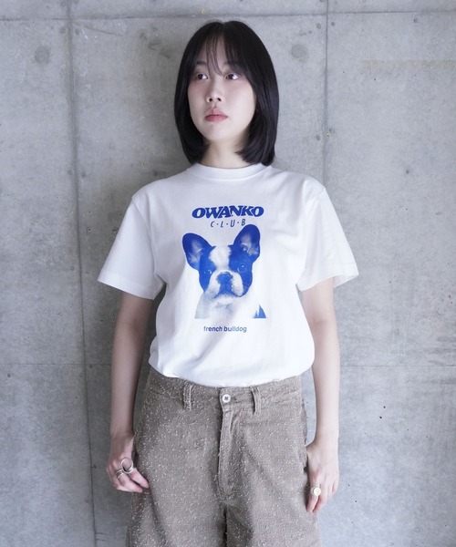 AKISHIKA design(アキシカデザイン)の「OWANKO CLUB 03 FRENCH BULLDOG T-SHIRTS(Tシャツ/カットソー・メンズ・White・XL/L/M)」の1枚目の写真