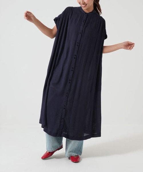 HEART MARKET(ハートマーケット)の「さらっと快適フレンチスリーブワンピース(ワンピース・レディース・ダークパープル/ブラック/ネイビー系/ダークオレンジ・FREE)」の3枚目の写真