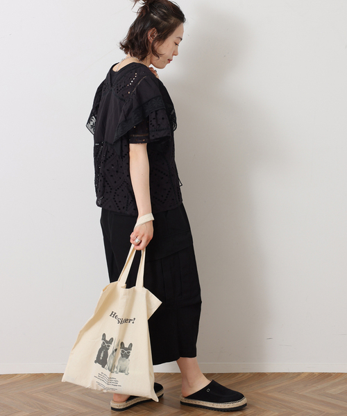 JOURNAL STANDARD LUXE(ジャーナルスタンダード ラックス)の「カットワークレースMIX フリルブラウス(シャツ/ブラウス・レディース・ブラック/ホワイト・FREE)」の5枚目の写真