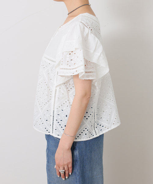 JOURNAL STANDARD LUXE(ジャーナルスタンダード ラックス)の「カットワークレースMIX フリルブラウス(シャツ/ブラウス・レディース・ブラック/ホワイト・FREE)」の15枚目の写真