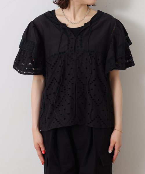 JOURNAL STANDARD LUXE(ジャーナルスタンダード ラックス)の「カットワークレースMIX フリルブラウス(シャツ/ブラウス・レディース・ブラック/ホワイト・FREE)」の22枚目の写真