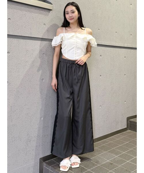 MURUA(ムルーア)の「サイドレースラインパンツ 夏服(その他パンツ・レディース・グレー/ベージュ・FREE)」の10枚目の写真