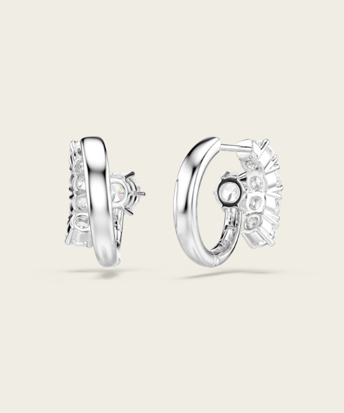 SWAROVSKI(スワロフスキー)の「【公式】【スワロフスキー】Matrix フープピアス, ラウンドカット, ホワイト, ロジウム・プレーティング(ピアス(両耳用)・レディース・シルバー系・ONE SIZE)」の5枚目の写真