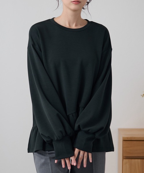 DAYRA(デイラ)の「クルーネック アシメ ペプラム 長袖 プルオーバー(Tシャツ/カットソー・レディース・ホワイト/ブラック/ネイビー・FREE)」の22枚目の写真