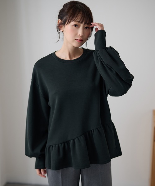 DAYRA(デイラ)の「クルーネック アシメ ペプラム 長袖 プルオーバー(Tシャツ/カットソー・レディース・ホワイト/ブラック/ネイビー・FREE)」の20枚目の写真