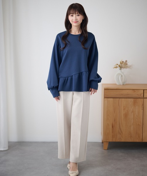 DAYRA(デイラ)の「クルーネック アシメ ペプラム 長袖 プルオーバー(Tシャツ/カットソー・レディース・ホワイト/ブラック/ネイビー・FREE)」の19枚目の写真