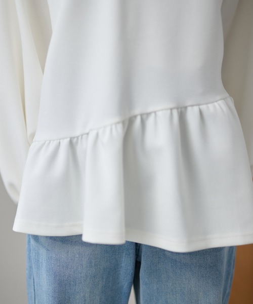 DAYRA(デイラ)の「クルーネック アシメ ペプラム 長袖 プルオーバー(Tシャツ/カットソー・レディース・ホワイト/ブラック/ネイビー・FREE)」の5枚目の写真