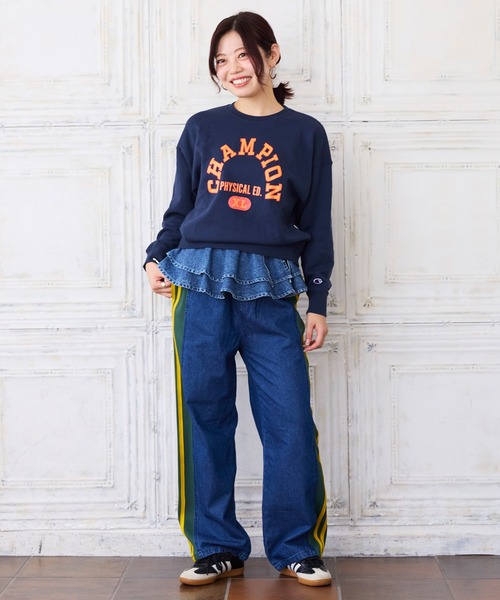 MARKEY'S(マーキーズ)の「トラックパンツリメイクデニムパンツ/おとな(デニムパンツ・レディース・ブラック/ブルー・160cm)」の8枚目の写真