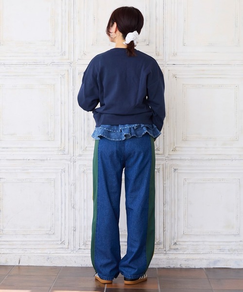MARKEY'S(マーキーズ)の「トラックパンツリメイクデニムパンツ/おとな(デニムパンツ・レディース・ブラック/ブルー・160cm)」の10枚目の写真