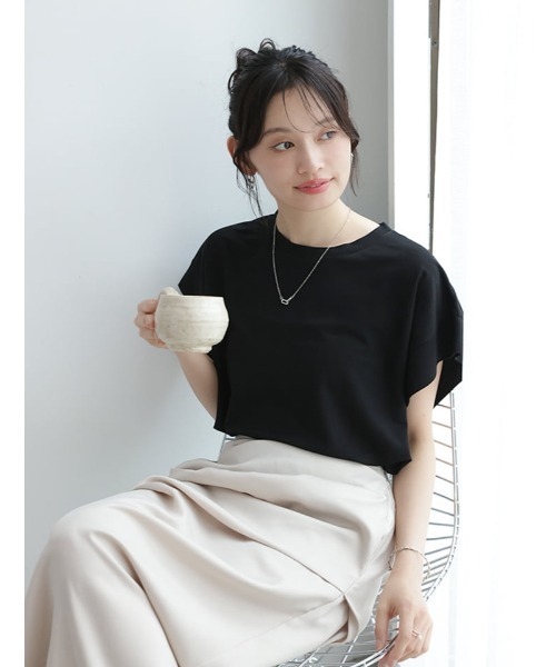 fifth（フィフス）の「【星玲奈セレクト】【接触冷感】脇見え防止二の腕カバーカットソー（Tシャツ/カットソー・レディース・ネイビー/ホワイト/ブラック・M）」の3枚目の写真