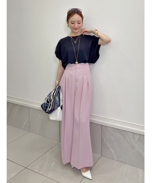 fifth（フィフス）の「【星玲奈セレクト】【接触冷感】脇見え防止二の腕カバーカットソー（Tシャツ/カットソー・レディース・ネイビー/ホワイト/ブラック・M）」の5枚目の写真