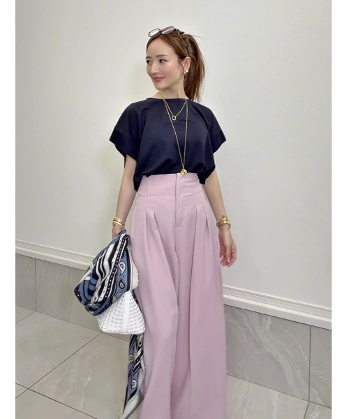 fifth（フィフス）の「【星玲奈セレクト】【接触冷感】脇見え防止二の腕カバーカットソー（Tシャツ/カットソー・レディース・ネイビー/ホワイト/ブラック・M）」の6枚目の写真