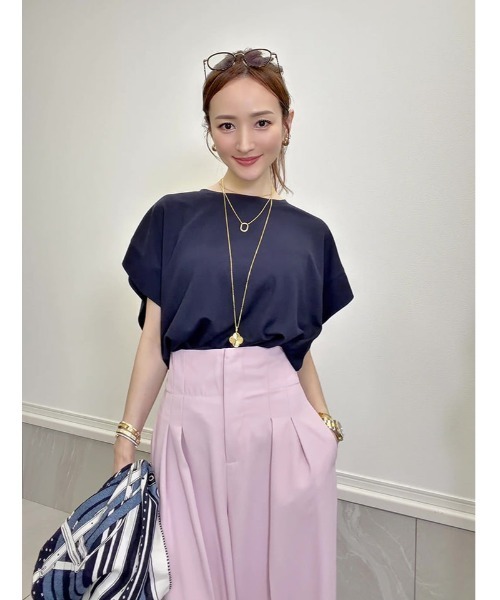 fifth（フィフス）の「【星玲奈セレクト】【接触冷感】脇見え防止二の腕カバーカットソー（Tシャツ/カットソー・レディース・ネイビー/ホワイト/ブラック・M）」の8枚目の写真