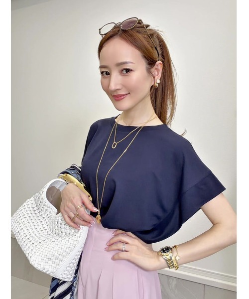 fifth（フィフス）の「【星玲奈セレクト】【接触冷感】脇見え防止二の腕カバーカットソー（Tシャツ/カットソー・レディース・ネイビー/ホワイト/ブラック・M）」の12枚目の写真