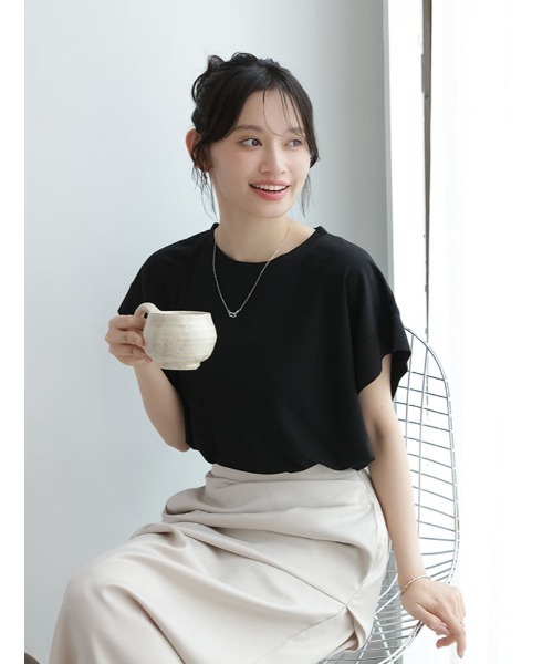 fifth（フィフス）の「【星玲奈セレクト】【接触冷感】脇見え防止二の腕カバーカットソー（Tシャツ/カットソー・レディース・ネイビー/ホワイト/ブラック・M）」の15枚目の写真