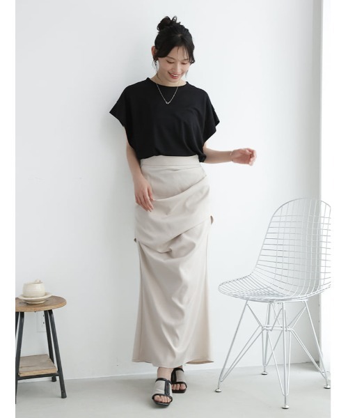 fifth（フィフス）の「【星玲奈セレクト】【接触冷感】脇見え防止二の腕カバーカットソー（Tシャツ/カットソー・レディース・ネイビー/ホワイト/ブラック・M）」の21枚目の写真