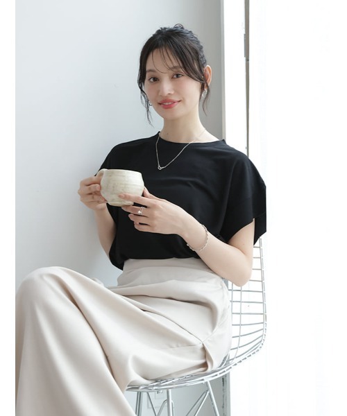 fifth（フィフス）の「【星玲奈セレクト】【接触冷感】脇見え防止二の腕カバーカットソー（Tシャツ/カットソー・レディース・ネイビー/ホワイト/ブラック・M）」の14枚目の写真