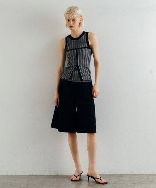 CREDONA(クレドナ)の「TUCK STITCH BUSTIER/タックステッチビスチェ(キャミソール・レディース・ブラウン/サックスブルー/ブラック・FREE)」の6枚目の写真