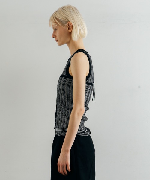 CREDONA(クレドナ)の「TUCK STITCH BUSTIER/タックステッチビスチェ(キャミソール・レディース・ブラウン/サックスブルー/ブラック・FREE)」の10枚目の写真
