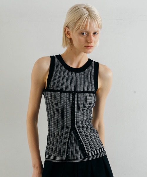 CREDONA(クレドナ)の「TUCK STITCH BUSTIER/タックステッチビスチェ(キャミソール・レディース・ブラウン/サックスブルー/ブラック・FREE)」の9枚目の写真