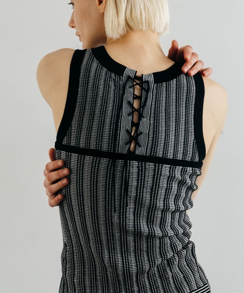 CREDONA(クレドナ)の「TUCK STITCH BUSTIER/タックステッチビスチェ(キャミソール・レディース・ブラウン/サックスブルー/ブラック・FREE)」の8枚目の写真