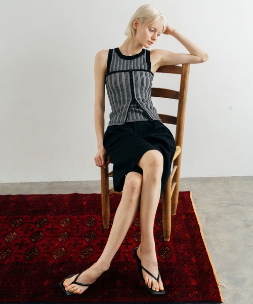 CREDONA(クレドナ)の「TUCK STITCH BUSTIER/タックステッチビスチェ(キャミソール・レディース・ブラウン/サックスブルー/ブラック・FREE)」の18枚目の写真