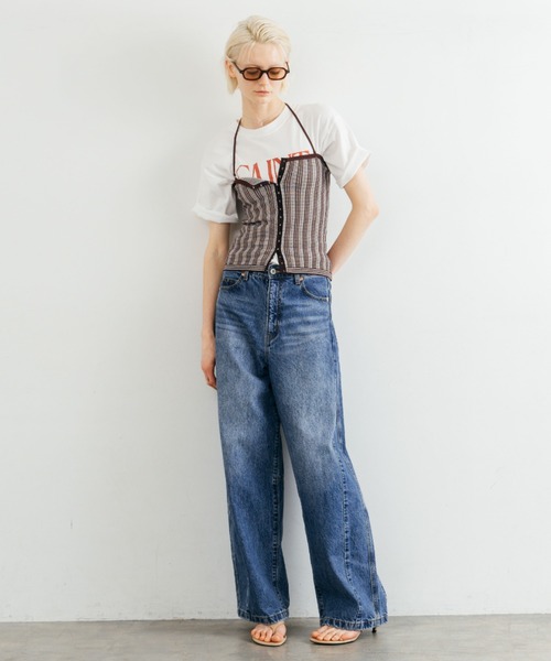 CREDONA(クレドナ)の「TUCK STITCH BUSTIER/タックステッチビスチェ(キャミソール・レディース・ブラウン/サックスブルー/ブラック・FREE)」の5枚目の写真