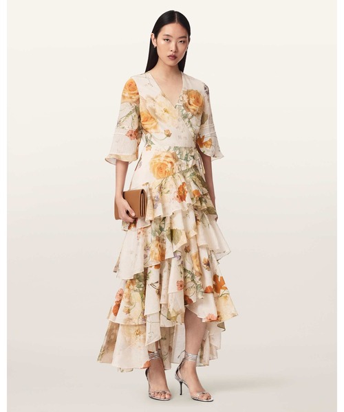ALLSAINTS(オールセインツ)の「CAMELLIA FLORAL WRAP MAXI DRESS | CAMELLIA フローラル ラップ マキシ ドレス・ワンピース(ワンピース・レディース・ホワイト系その他・6/10/8)」の1枚目の写真