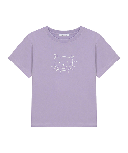 ARIGHTANGLE(アライトアングル)の「CAT FACE CROP TEE (3 COLOR)(Tシャツ/カットソー・レディース・レッド/パープル/スカイブルー・FREE)」の2枚目の写真