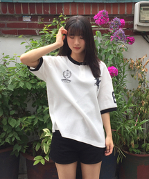 AWESOME STUDIO（オーサムスタジオ）の「ワッフルヘンリーネックリング配色Tシャツホワイト（Tシャツ/カットソー）」