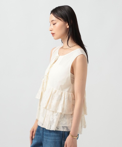 BAYFLOW（ベイフロー）の「[前後2WAYで着こなし可能]2WAYメッシュレースヘムベスト（ベスト・レディース・ブラック/オフホワイト・FREE）」の20枚目の写真