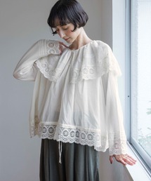 《natural by clip》メッシュレースカラーブラウス