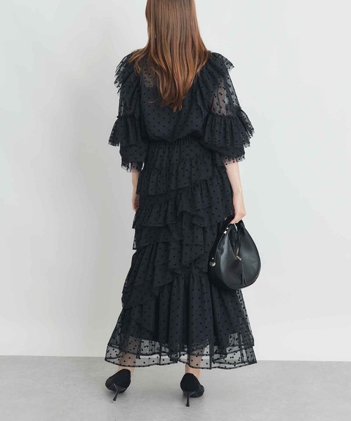 PICCIN PERLA(ピッチンペルラ)の「フロッキードットチュールフリルブラウス(シャツ/ブラウス・レディース・ブラック・M)」の9枚目の写真