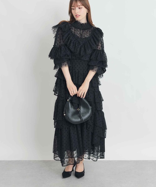 PICCIN PERLA(ピッチンペルラ)の「フロッキードットチュールフリルブラウス(シャツ/ブラウス・レディース・ブラック・M)」の7枚目の写真