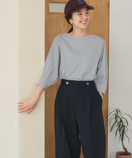 URBAN RESEARCH DOORS（アーバンリサーチドアーズ）の「タックスリーブボーダープルオーバー（Tシャツ/カットソー・レディース・ホワイト系その他/ブラック/ブラウン系その他・FREE）」の8枚目の写真