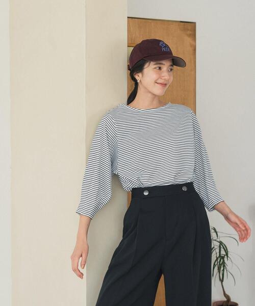 URBAN RESEARCH DOORS（アーバンリサーチドアーズ）の「タックスリーブボーダープルオーバー（Tシャツ/カットソー・レディース・ホワイト系その他/ブラック/ブラウン系その他・FREE）」の9枚目の写真