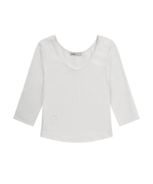 PEPLEE(ペプリー)の「V-Neck 3/4 Sleeve Tee (White)(Tシャツ/カットソー・レディース・その他・SMALL/MEDIUM)」の2枚目の写真