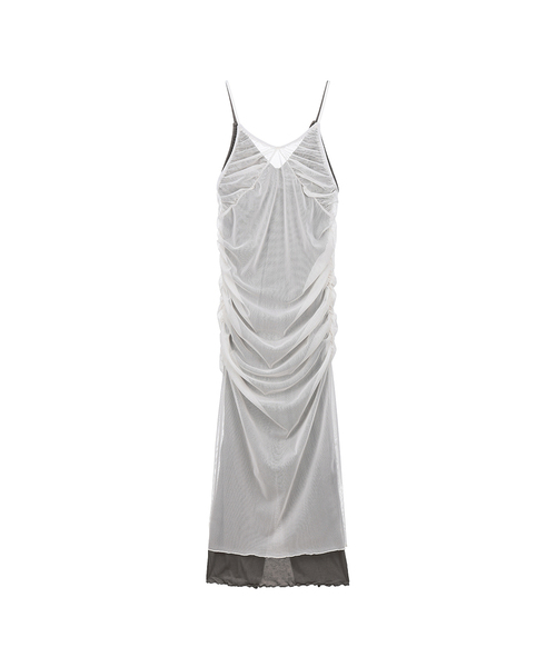 PROJECT WAVE(プロジェクトウェーブ)の「Mesh Strap Dress (4COLOR)(ワンピース・レディース・Beige/ブラック/ネイビー/カーキ・FREE)」の1枚目の写真