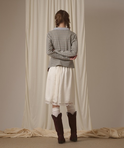 hazyl(ヘイジル)の「long sleeve gather polo T-shirt / ロングスリーブギャザーポロTシャツ(Tシャツ/カットソー・レディース・ボルドー/グレー/ベージュ/ブラウン系その他/ネイビー・フリー)」の15枚目の写真