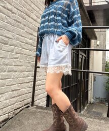 レースショートスウェットパンツ