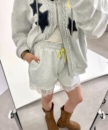 レースショートスウェットパンツ