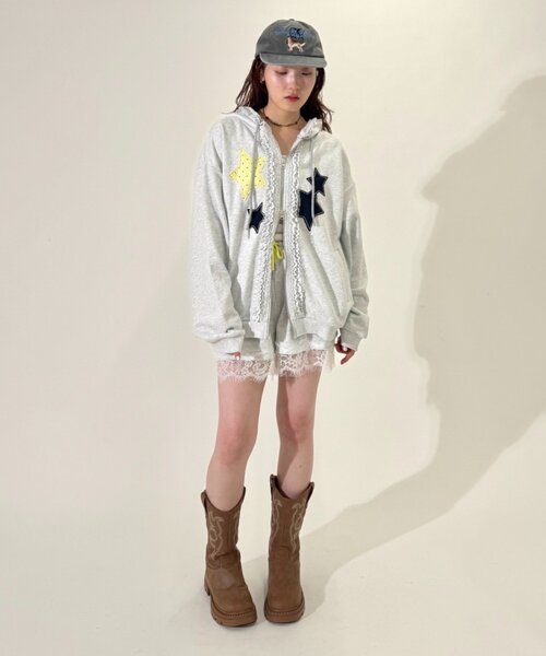 w closet（ダブルクローゼット）の「レースショートスウェットパンツ（スウェットパンツ・レディース・グレー/アイボリー/ブルー・FREE）」の9枚目の写真