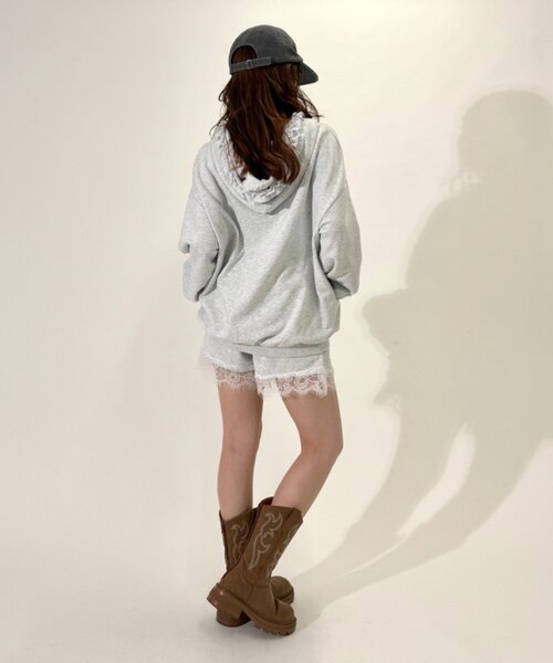 w closet（ダブルクローゼット）の「レースショートスウェットパンツ（スウェットパンツ・レディース・グレー/アイボリー/ブルー・FREE）」の10枚目の写真