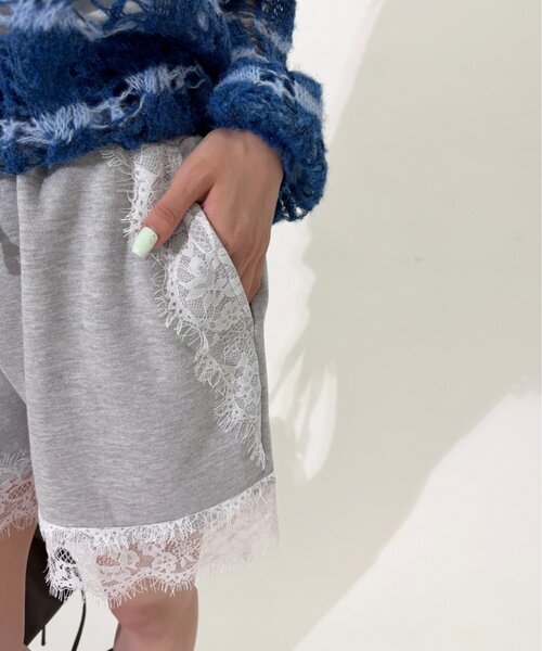 w closet（ダブルクローゼット）の「レースショートスウェットパンツ（スウェットパンツ・レディース・グレー/アイボリー/ブルー・FREE）」の14枚目の写真